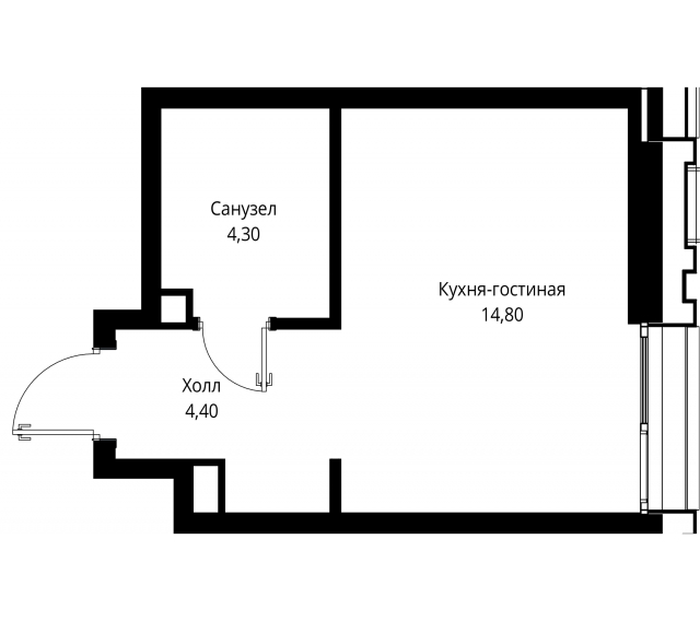 Планировка ЖК СИТИДЗЕН, 14.8 м2