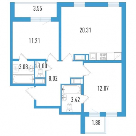 Планировка ЖК Аэросити Family, 23.28 м2