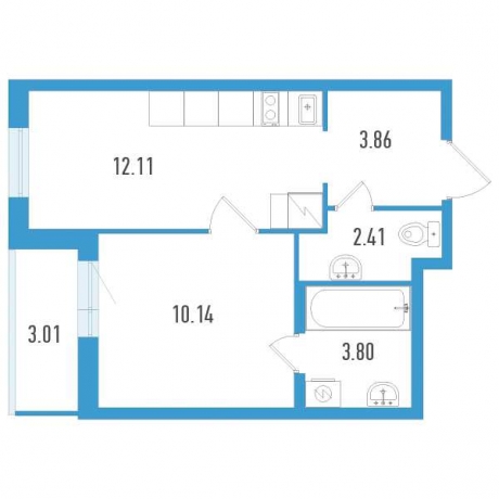 Планировка ЖК Аэросити Family, 10.14 м2